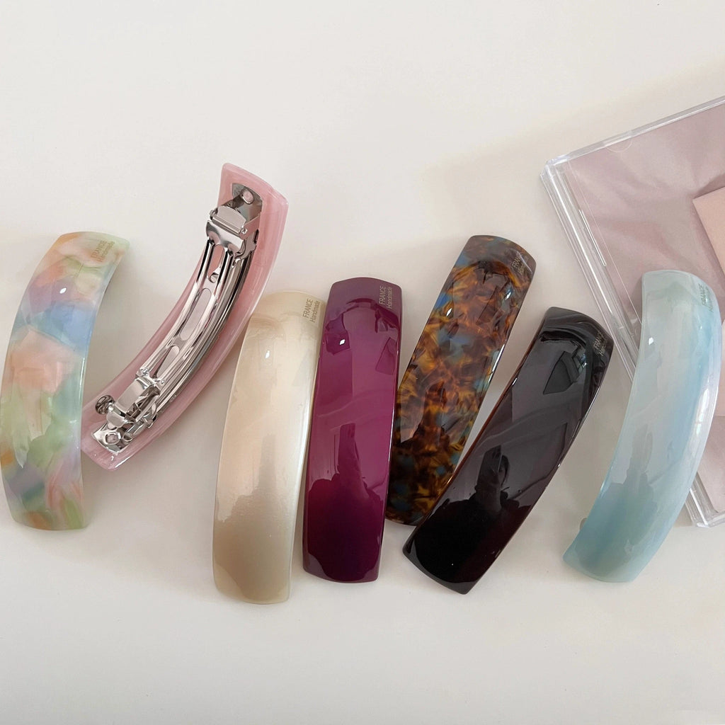 Korean Fashion Acetate Rectangle Hair Clips, Exquisite Spring Clips for Women's Ponytail & Back Head Hairstyles