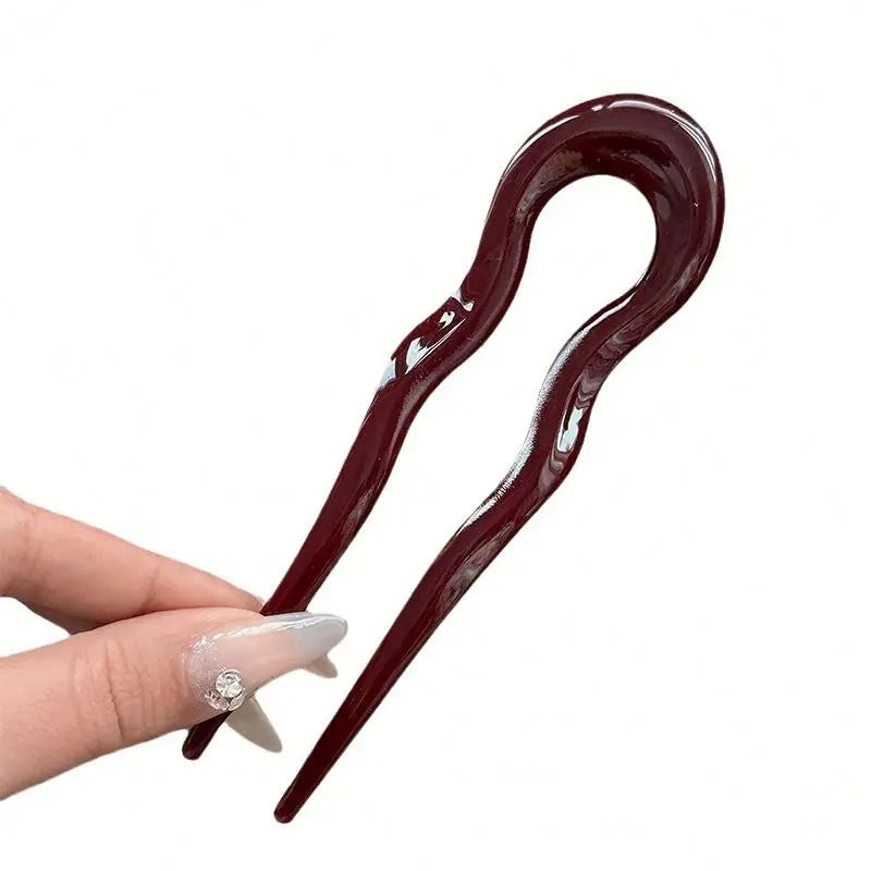 Bulk 13cm Oversized Wave U Shape Hair Pins, Acrylic Hair Fork Sticks for Women & Girls