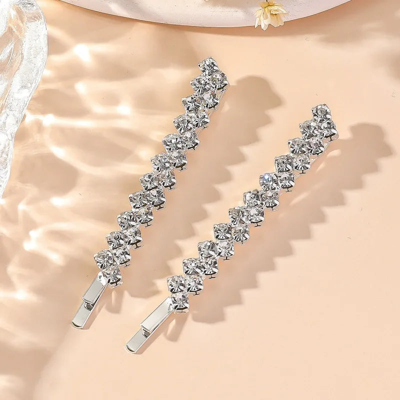 Rhinestone Claw Chain Hair Clips, Bridal Headdress Side Pins, Elegant Wedding Hair Accessories