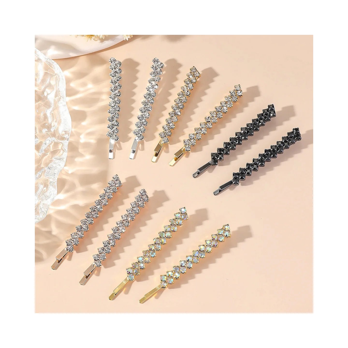 Rhinestone Claw Chain Hair Clips, Bridal Headdress Side Pins, Elegant Wedding Hair Accessories