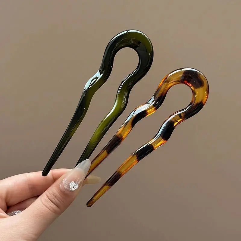 Bulk 13cm Oversized Wave U Shape Hair Pins, Acrylic Hair Fork Sticks for Women & Girls