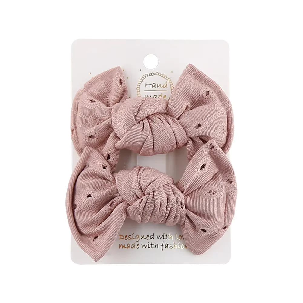 2Pcs Cute Handmade Hair Bow Clips, 3.15 Inch, 4 Colors, Hair Accessories for Baby Girls & Kids