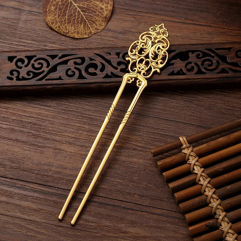 New Chinese Style Vintage Hair Stick, Versatile U Shape Hairpin, Hollow Design Updo Hair Accessories for Women Daily Wear