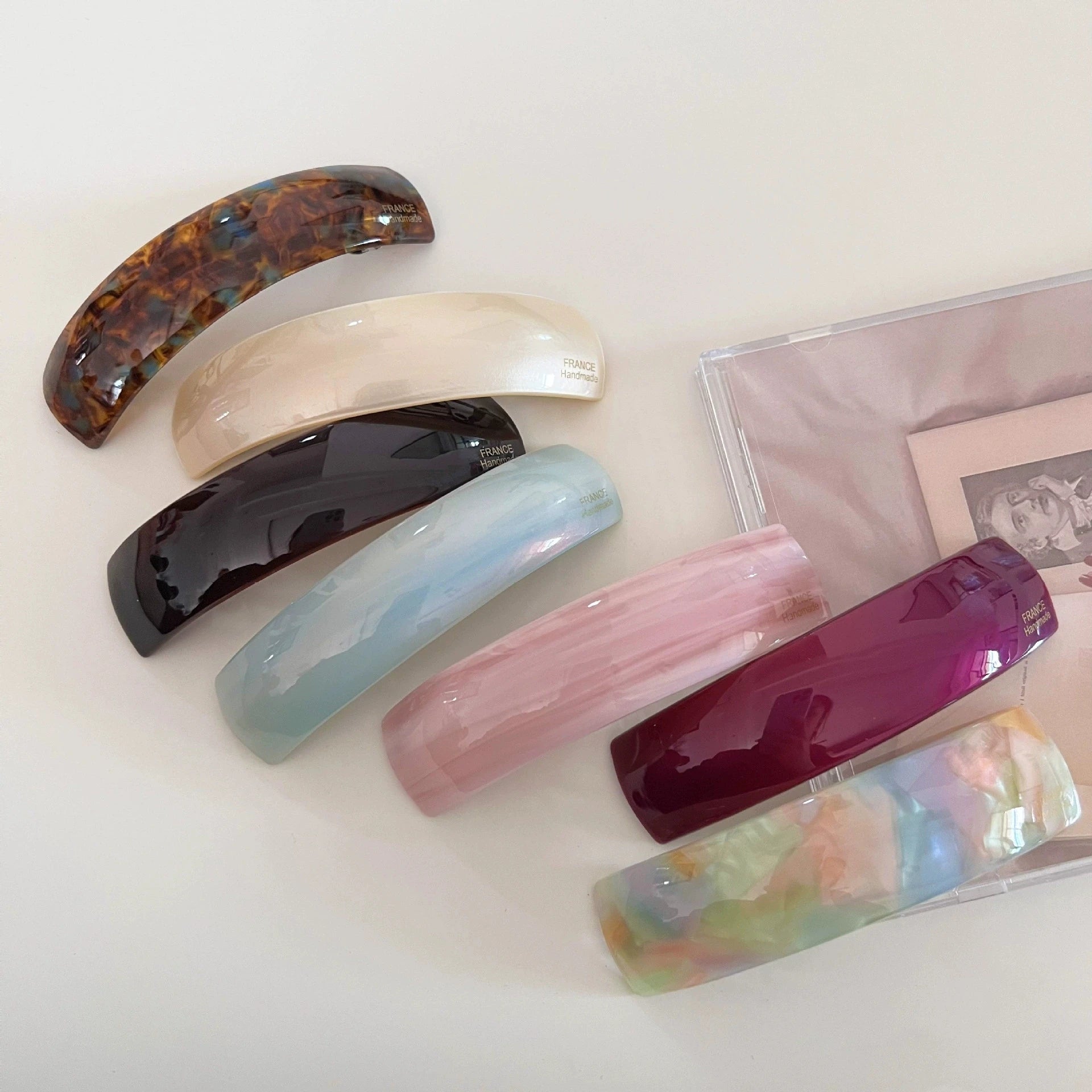 Korean Fashion Acetate Rectangle Hair Clips, Exquisite Spring Clips for Women's Ponytail & Back Head Hairstyles