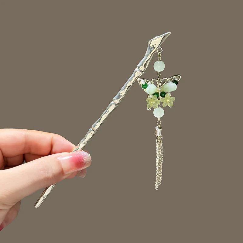 Women's Metal Hair Bun Fork, Tassel Hairpin, Sword Style Hair Sticks for Women