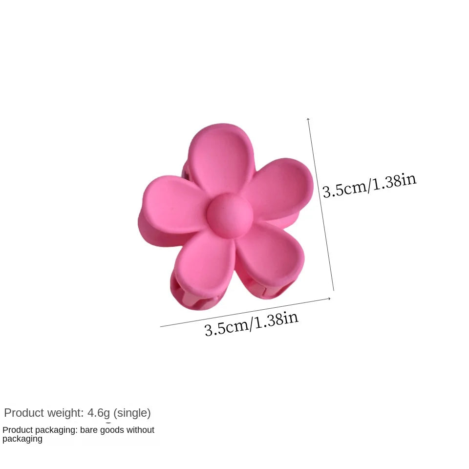 Korean & Japanese Style Sweet Candy Color Peach Blossom Flower Hairpins, Frosted Plastic Grab Clips for Women