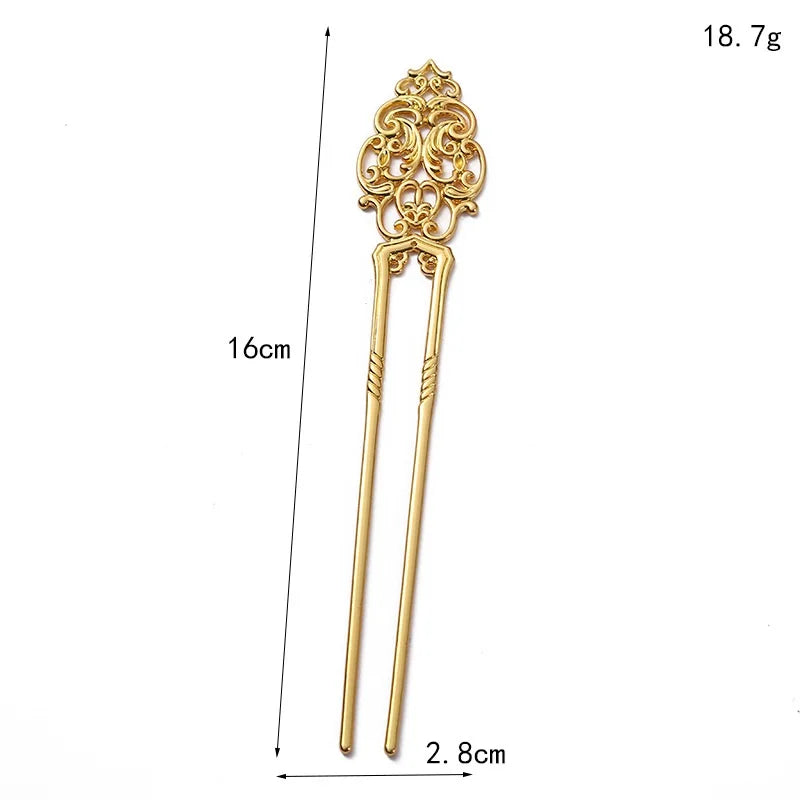 New Chinese Style Vintage Hair Stick, Versatile U Shape Hairpin, Hollow Design Updo Hair Accessories for Women Daily Wear