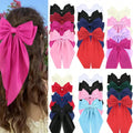 Elegant Long Bow Hair Clips for Women & Girls, Solid Color Satin Fabric Barrettes Hair Accessories