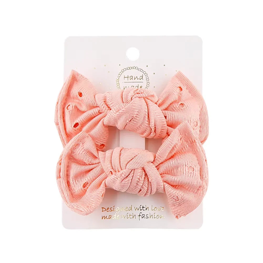 2Pcs Cute Handmade Hair Bow Clips, 3.15 Inch, 4 Colors, Hair Accessories for Baby Girls & Kids