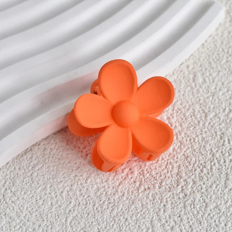 Korean & Japanese Style Sweet Candy Color Peach Blossom Flower Hairpins, Frosted Plastic Grab Clips for Women