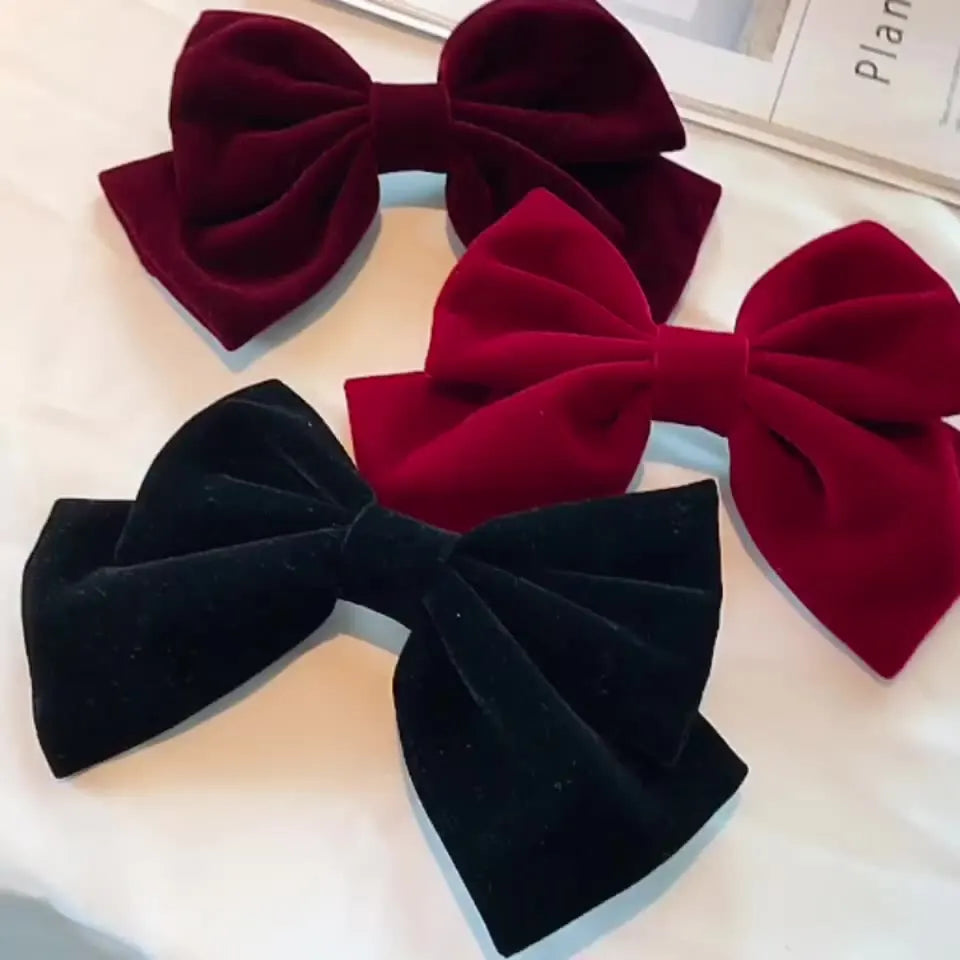 Elegant Black Velvet Large Butterfly Hairpin, Fashion Cotton Hair Bows for Women & Girls Hair Accessorie