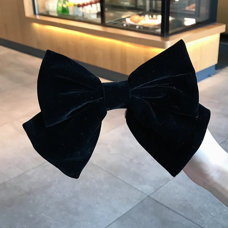 Elegant Black Velvet Large Butterfly Hairpin, Fashion Cotton Hair Bows for Women & Girls Hair Accessorie