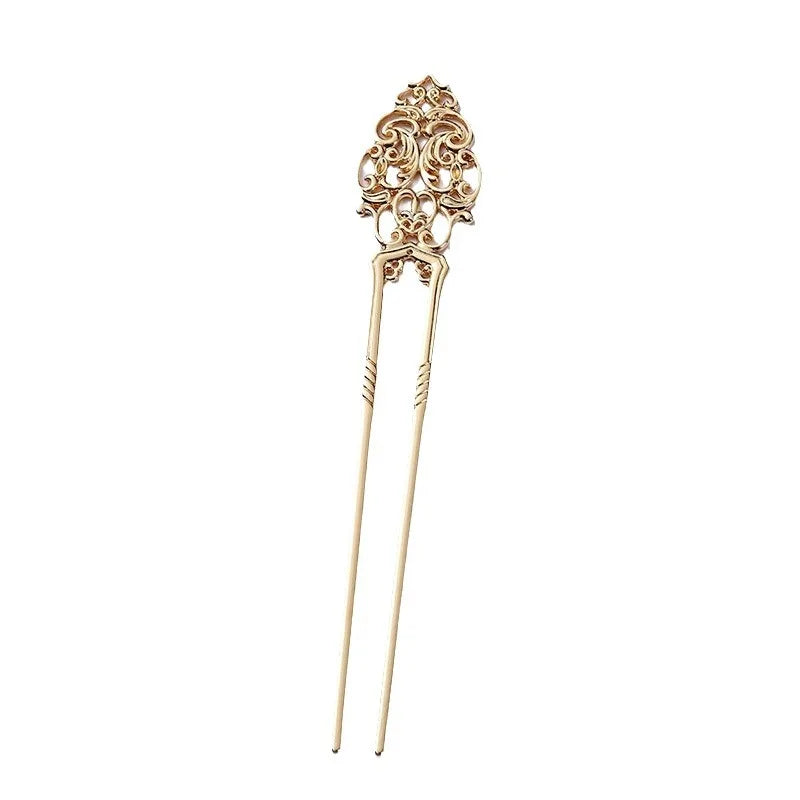 New Chinese Style Vintage Hair Stick, Versatile U Shape Hairpin, Hollow Design Updo Hair Accessories for Women Daily Wear