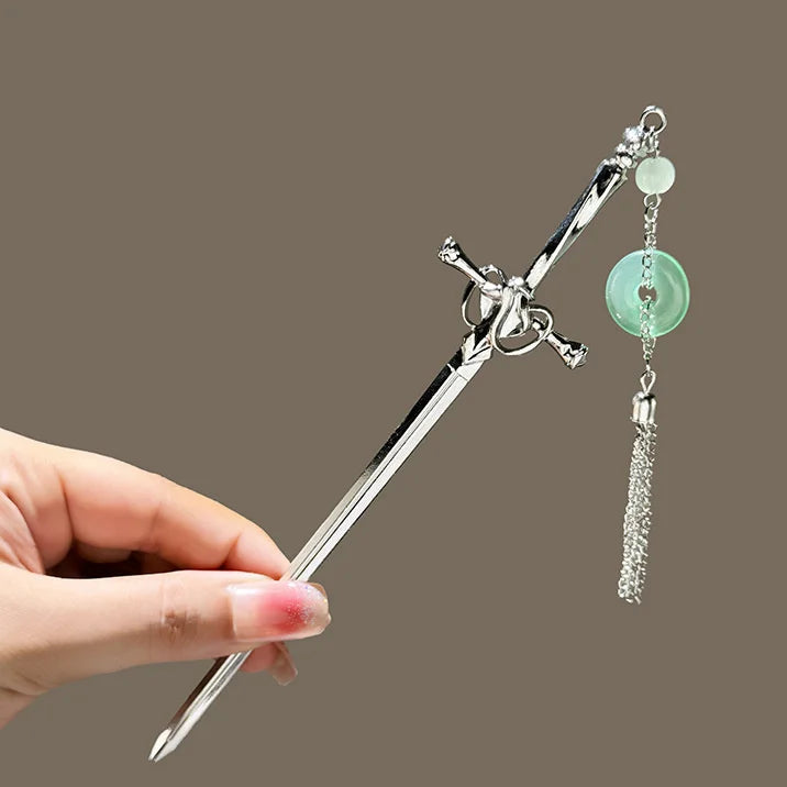 Women's Metal Hair Bun Fork, Tassel Hairpin, Sword Style Hair Sticks for Women