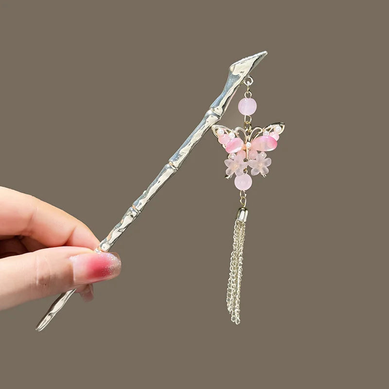 Women's Metal Hair Bun Fork, Tassel Hairpin, Sword Style Hair Sticks for Women